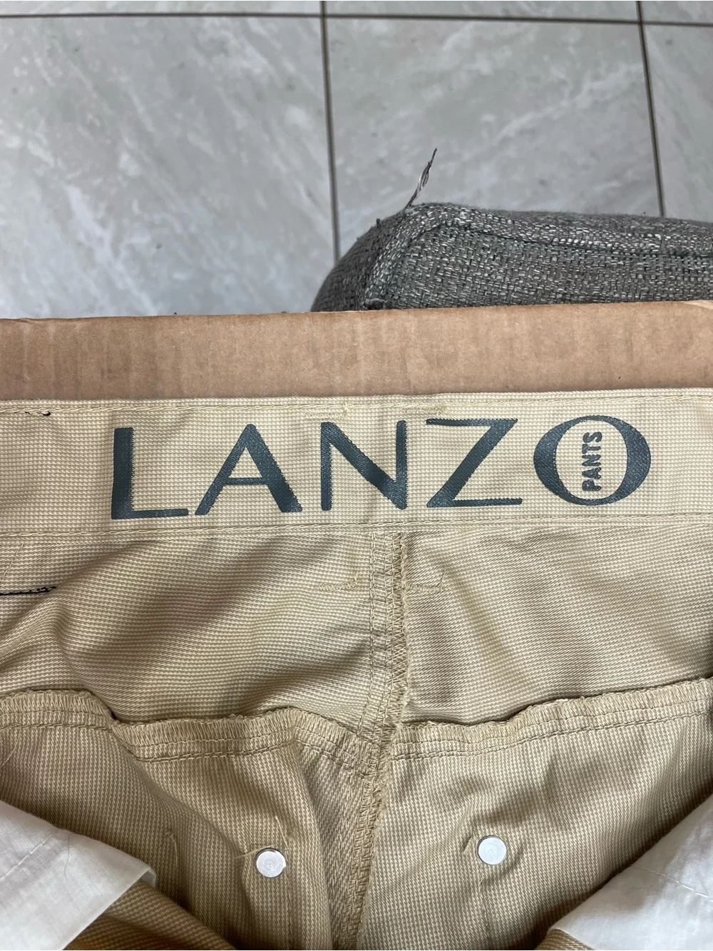 LANZO Men’s Beige Straight Leg Pants W32 L30 Y2K Minimalist Casual Trousers